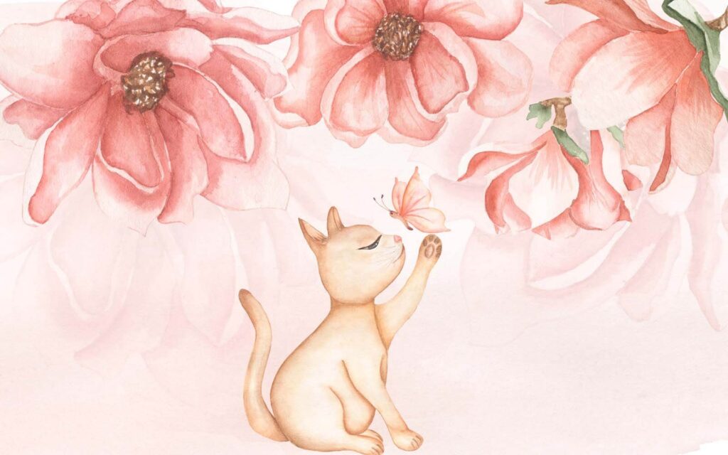 Cat with a butterfly on its paw Cat with a butterfly on its paw