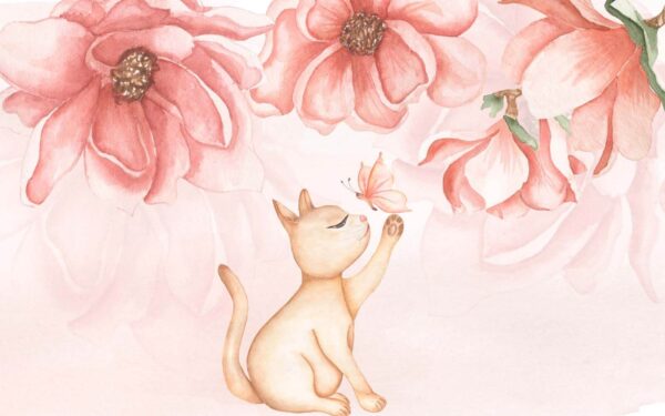 Cat with a butterfly on its paw Cat with a butterfly on its paw