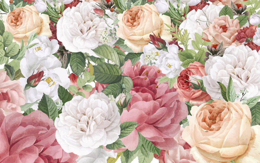 Wall murals Lush flowers in soft pastel hues - Image 2