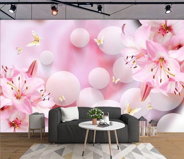 Pink flowers and butterflies u37477pig1m 600x520 - Pink flowers and butterflies - tegory