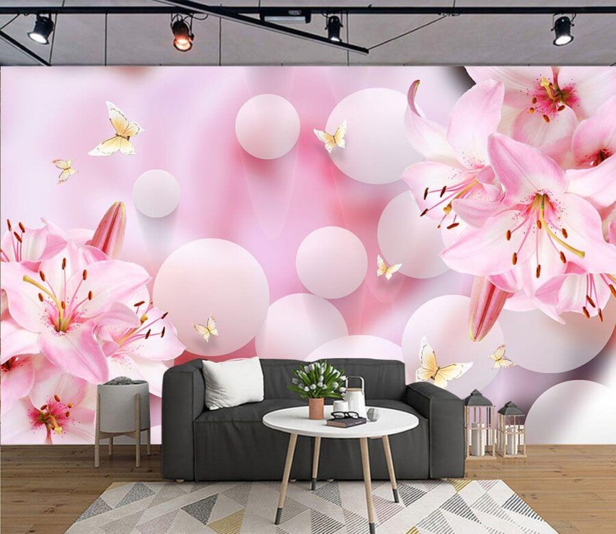 Pink flowers and butterflies u37477pig1m 900x780 - Pink flowers and butterflies - tegory