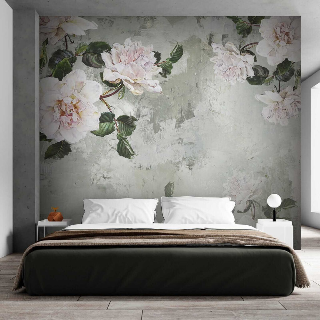 Painting of flowers on a wall