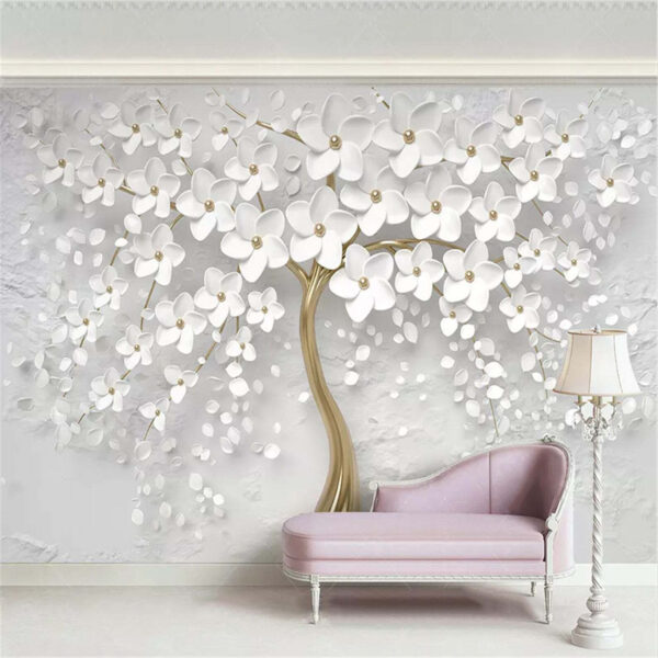 Tree with white flowers and leaves Tree with white flowers and leaves