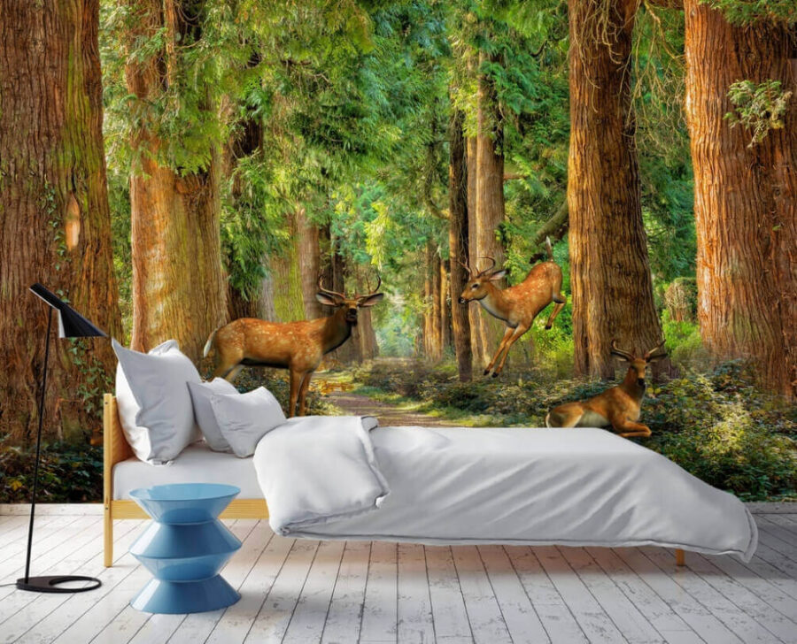 Group of deer in a forest Group of deer in a forest