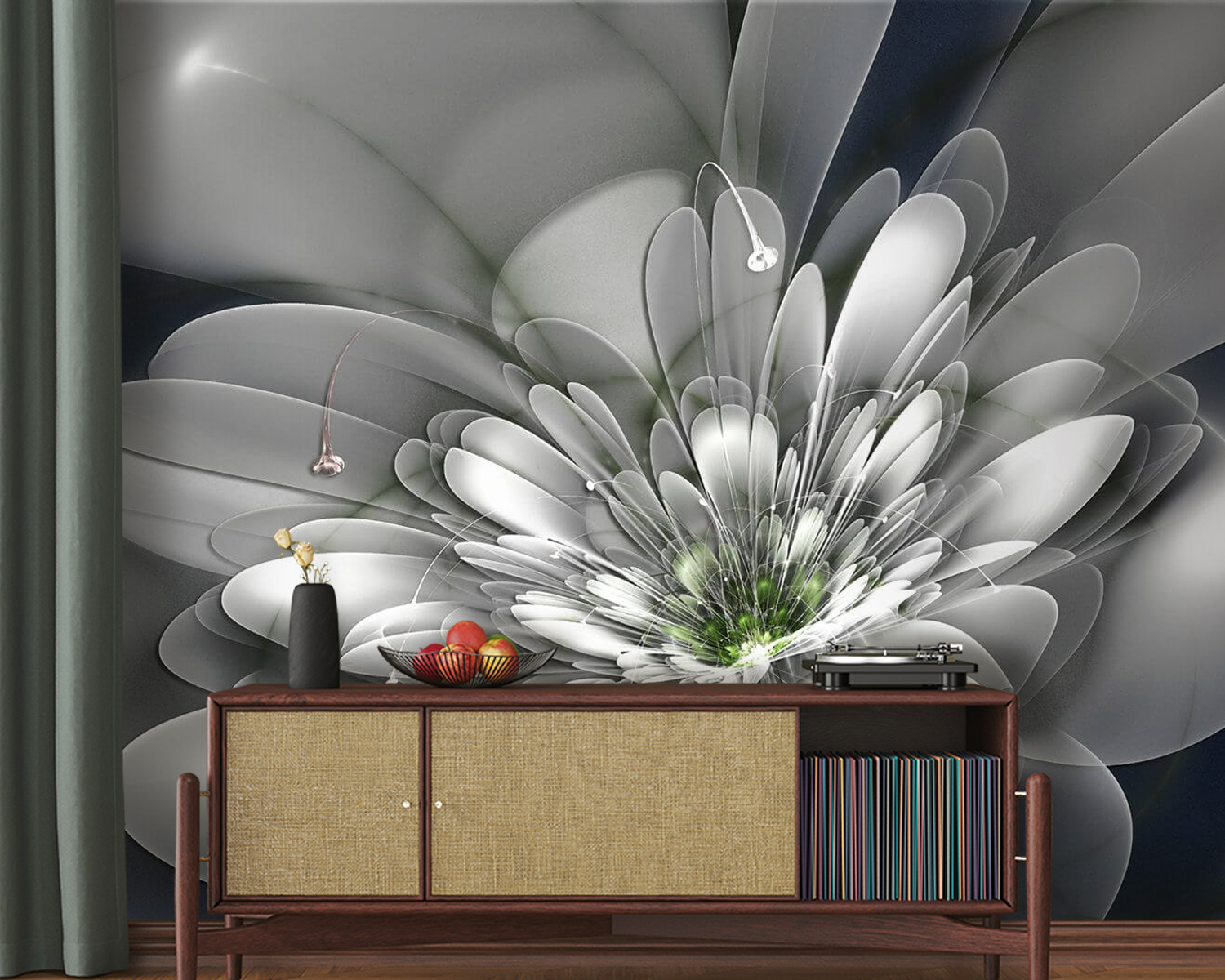 White flower with green center u36925pig20m - White flower with green center - tegory