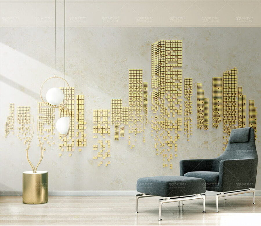 City skyline made out of small squares