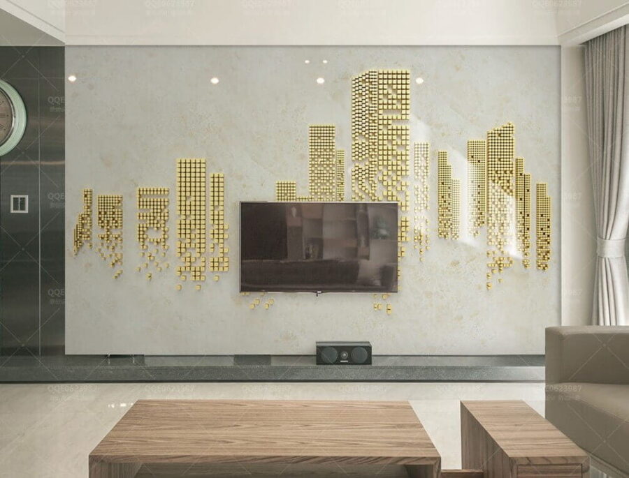 City skyline made out of small squares
