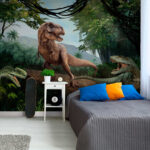 Wall mural Dinosaur in a forest