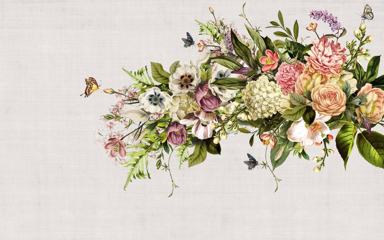 Butterfly flying over a bouquet of flowers u34636p - Butterfly flying over a bouquet of flowers - tegory
