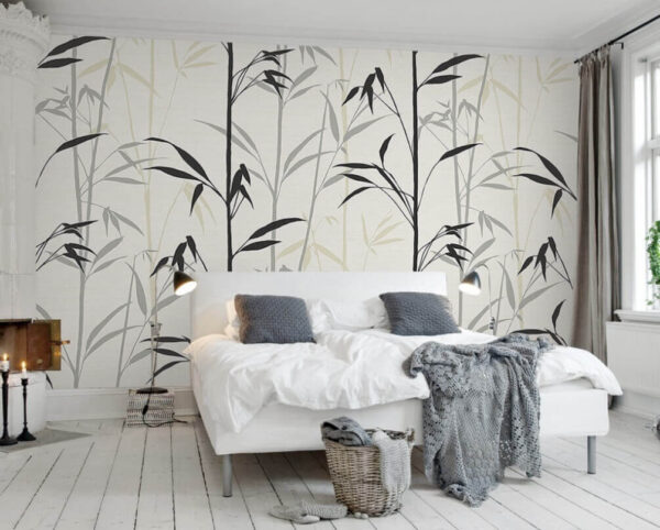 Wallpaper with black leaves Wallpaper with black leaves