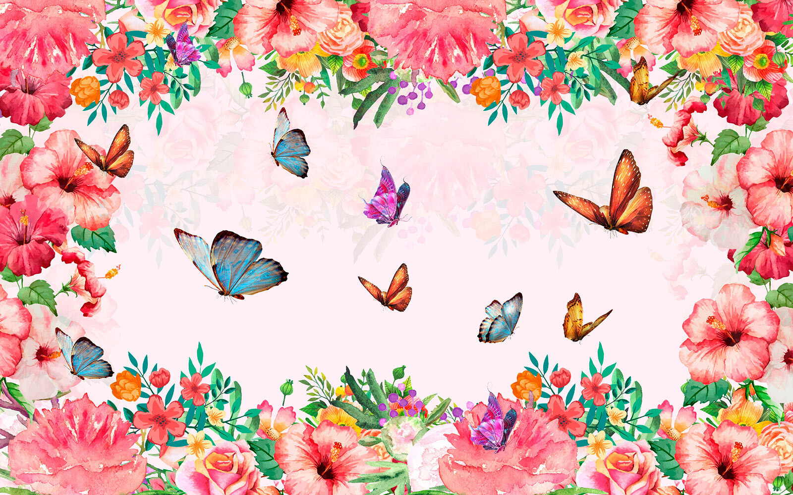 u34199p - Group of butterflies and flowers - tegory