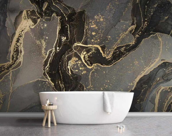 Elegant marbled black and metallic swirls. Elegant marbled black and metallic swirls.