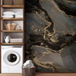 Wall murals Elegant marbled black and metallic swirls