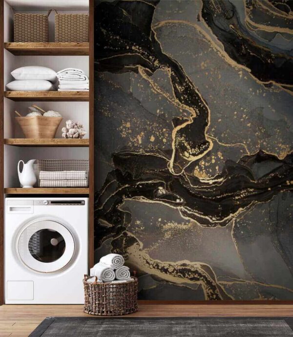 Elegant marbled black and metallic swirls. Elegant marbled black and metallic swirls.