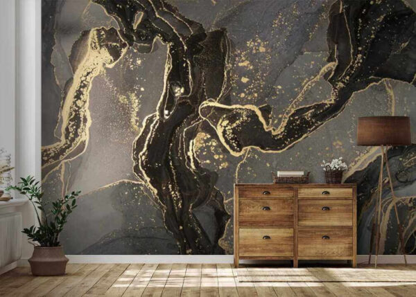 Elegant marbled black and metallic swirls. Elegant marbled black and metallic swirls.