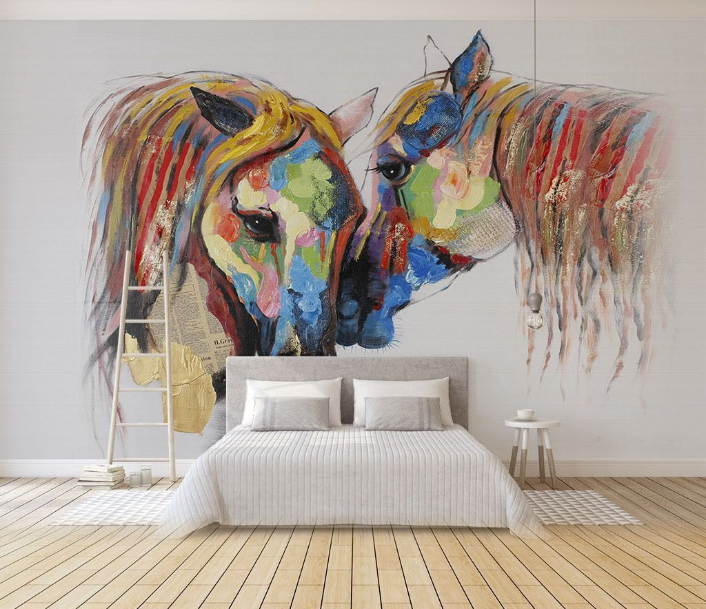 u33647pib1m - Painting of horses with colorful paint on them - tegory