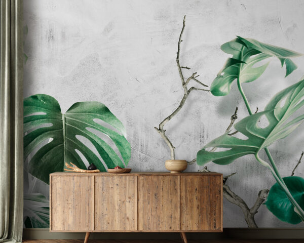 Lush leaves against a textured backdrop Lush leaves against a textured backdrop
