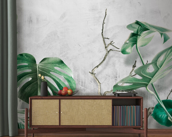 Lush leaves against a textured backdrop Lush leaves against a textured backdrop