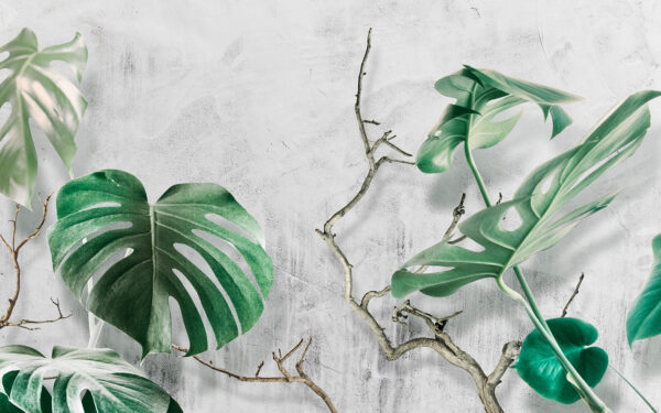 Lush leaves against a textured backdrop Lush leaves against a textured backdrop