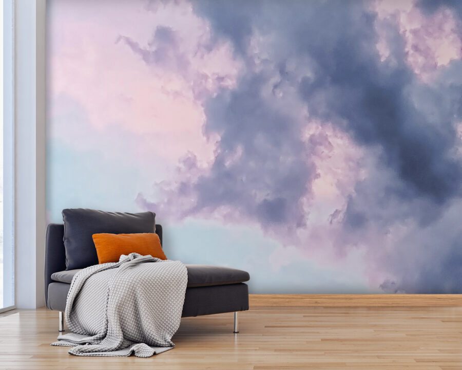 Cloudy sky with pink and blue clouds