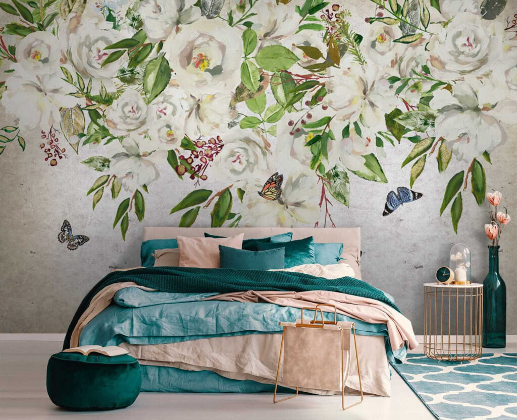 Painting of white flowers and butterflies u33223pib2 1024x833 - Painting of white flowers and butterflies - tegory