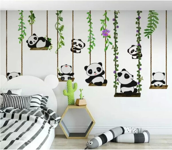 Group of pandas on swings u32772pir1m 600x523 - Group of pandas on swings - tegory