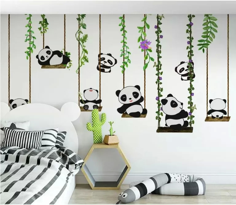 Group of pandas on swings u32772pir1m - Group of pandas on swings - tegory