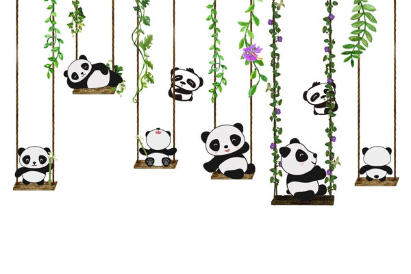 Group of pandas on swings u32772p 600x400 - Group of pandas on swings - tegory