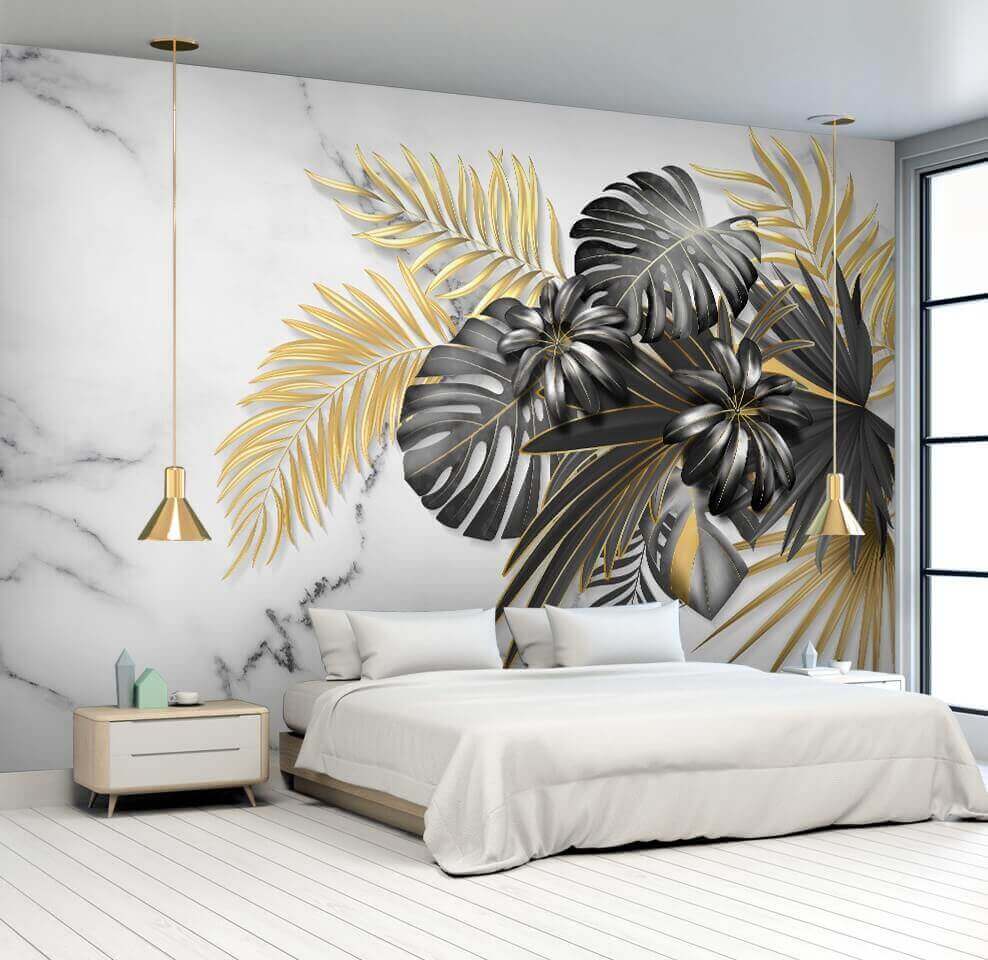 u32610pib1 - Elegant foliage on a marble backdrop - tegory