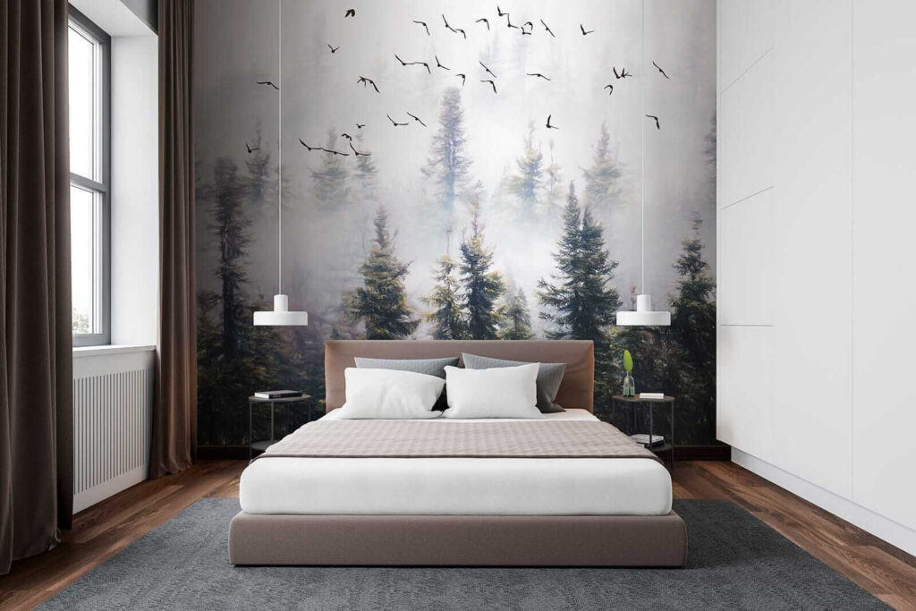 Birds flying in the sky over trees Birds flying in the sky over trees