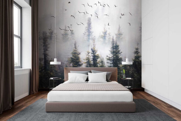 Birds flying in the sky over trees Birds flying in the sky over trees