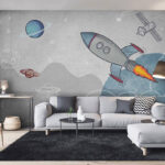 Wall murals Rocket flying through the clouds
