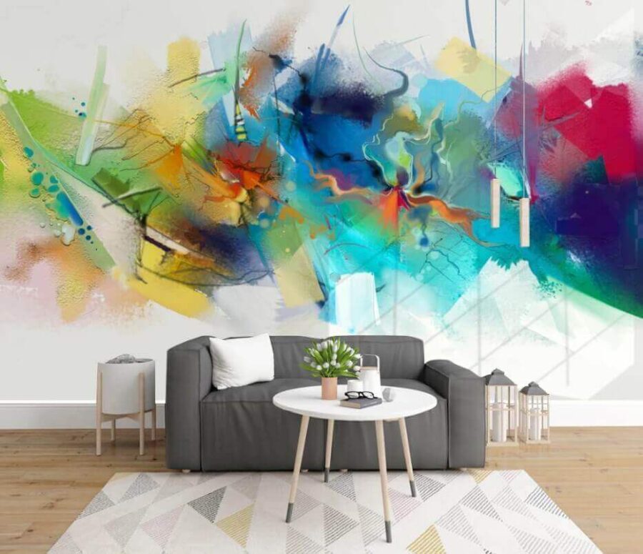 Wall murals Colorful painting of flowers