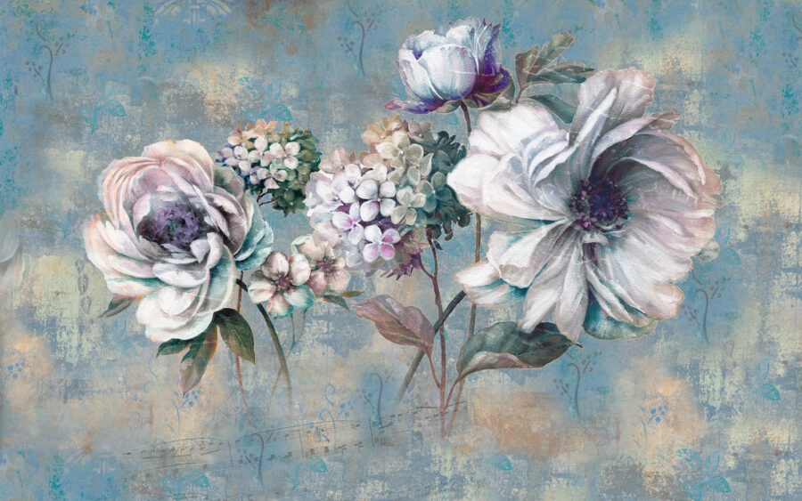 Painting of flowers on a blue background u30652p 900x563 - Painting of flowers on a blue background - tegory