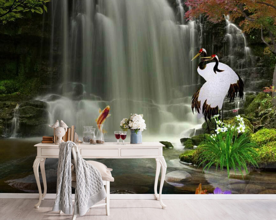 Waterfall with birds and fish u30626pig5 900x720 - Waterfall with birds and fish - tegory