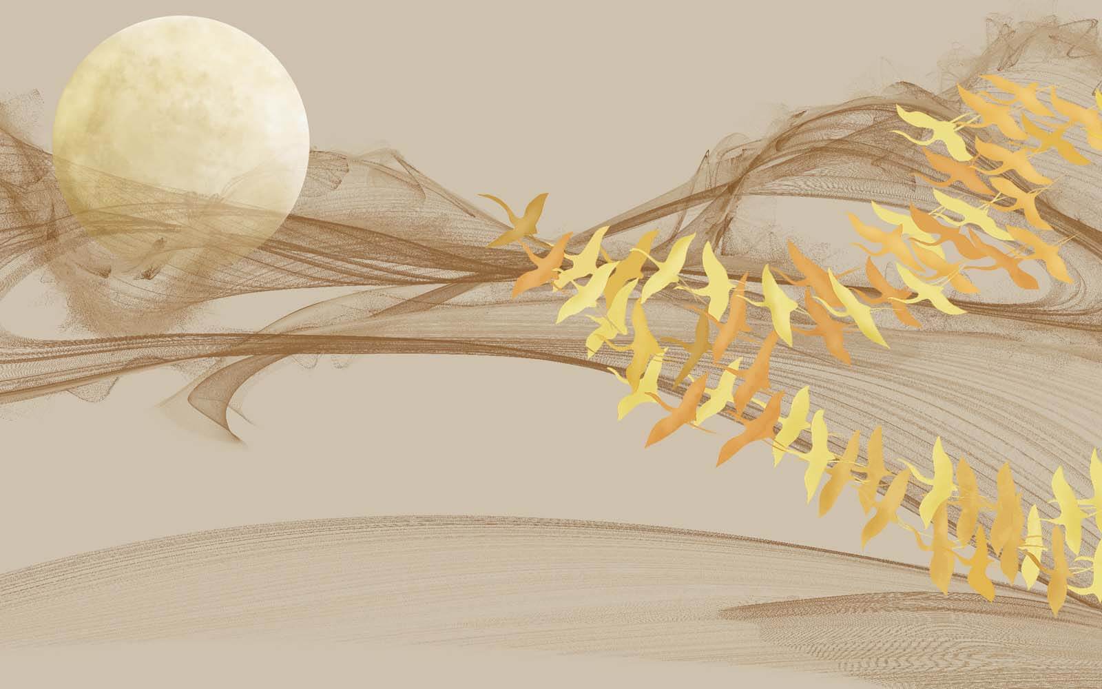 u30357p - Moon and birds flying in the sky - tegory