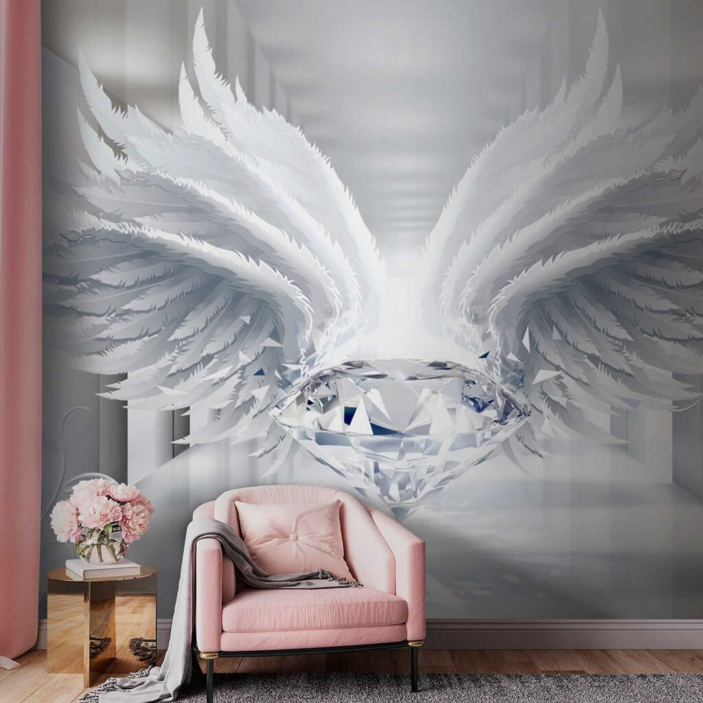 Diamond with wings in a room Diamond with wings in a room