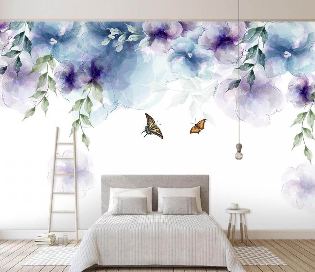 Butterfly and flowers with leaves u30153pib1m - Butterfly and flowers with leaves - tegory