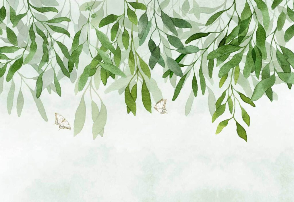 Painting of leaves and butterflies Painting of leaves and butterflies
