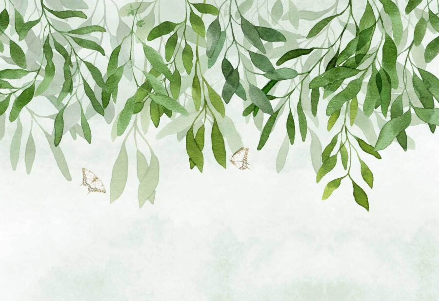 Painting of leaves and butterflies