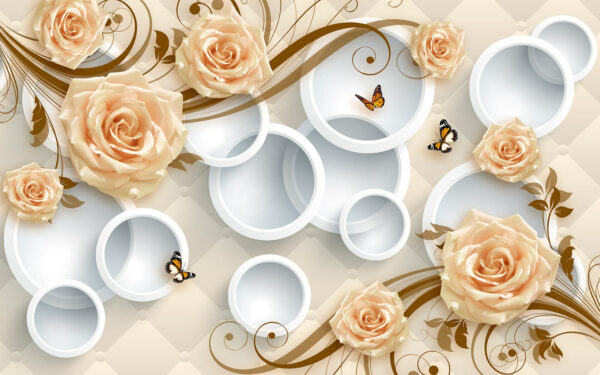 u28751p 600x375 - Wallpaper with roses and butterflies - tegory