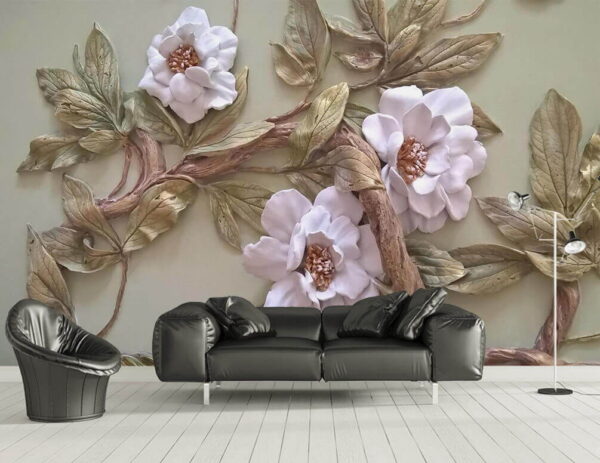 Wall decoration with flowers and leaves u28623pig1m 600x463 - Wall decoration with flowers and leaves - tegory