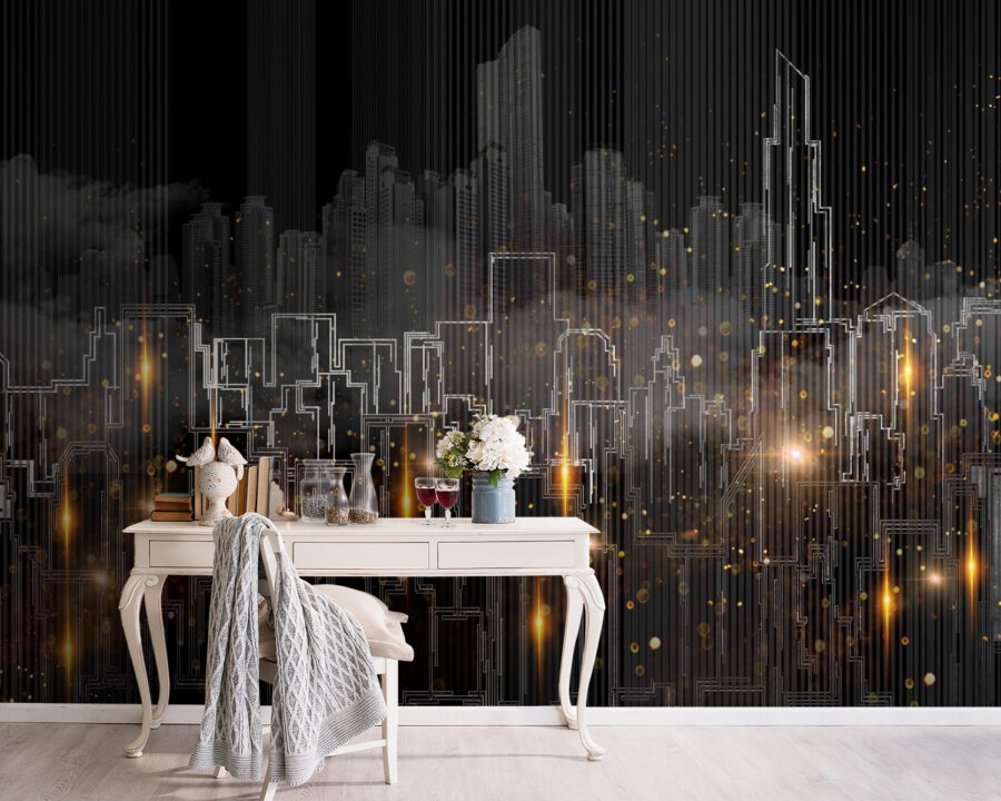 Wall murals Drawing of a city