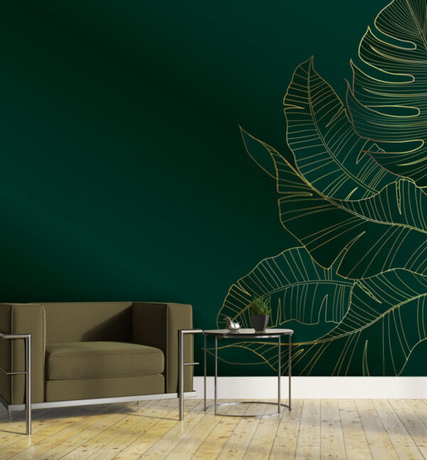 Elegant foliage on dark emerald backdrop Elegant foliage on dark emerald backdrop