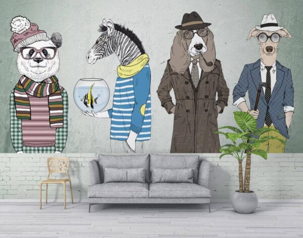Wall with animal heads Wall murals Wall with animal heads