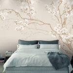 Wall murals Tree with white flowers