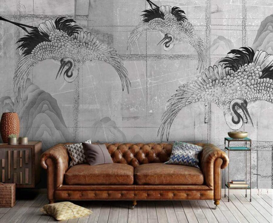 Black and white image of birds