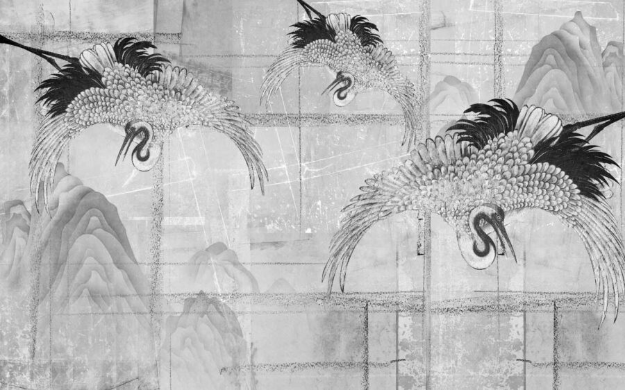 Black and white image of birds