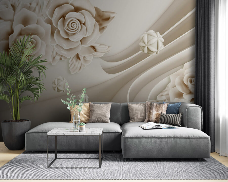 White roses and white waves