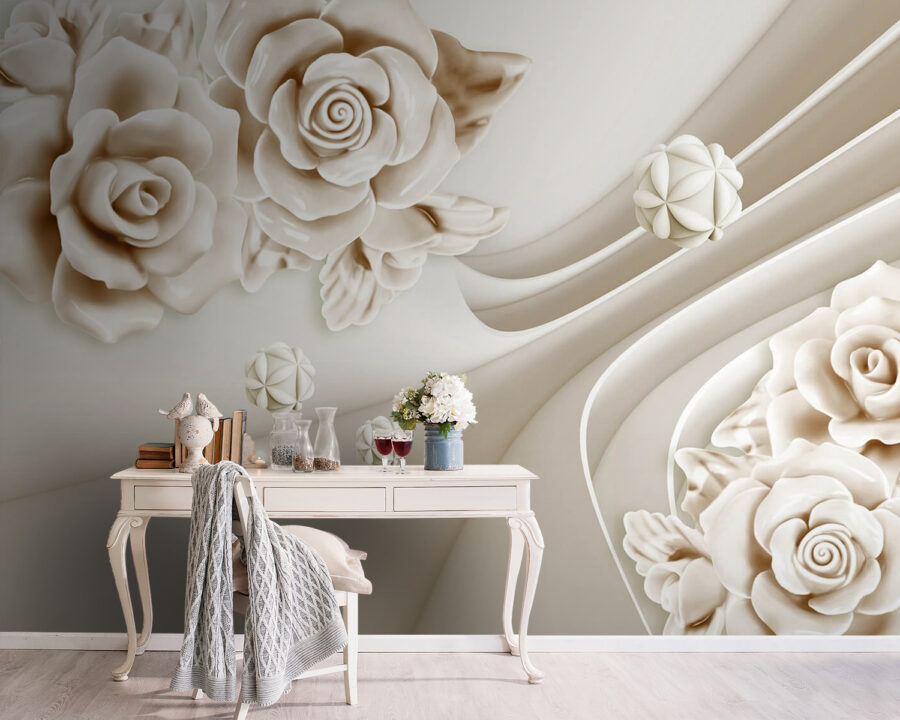 White roses and white waves